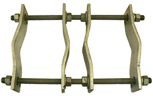 60-115mm capability parallel heavy duty clamp, galvanised steel – boom 40-90mm & mast 60-115mm dia.